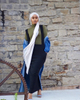 Plus Size New Dubai Muslim Lady Modest Fashion Stripe Latest Design Sheath Dress Skirt