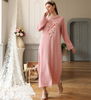 Pink Flower Arabic Loose Islamic Modest Muslim Women Maxi Dresses Casual Clothing Abaya