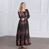 Amazon Muslim Malay Fashion Big Rose Print Robe Dubai Dress