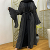 2022 AliExpress Hot Sale in Europe and America Flare Sleeve Loose Cardigan Robe Female Muslim Middle East Arab Striped 