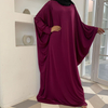 2022 Hot Sale in The Middle East Big Solid Color Muslim Abaya Fashion Bat Sleeve Robe Plus Size Dress 