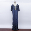 Factory Wholesale Middle East Dubai Dress Embroidery Ethnic Style Ladies Robe Muslim Blue Long Skirt