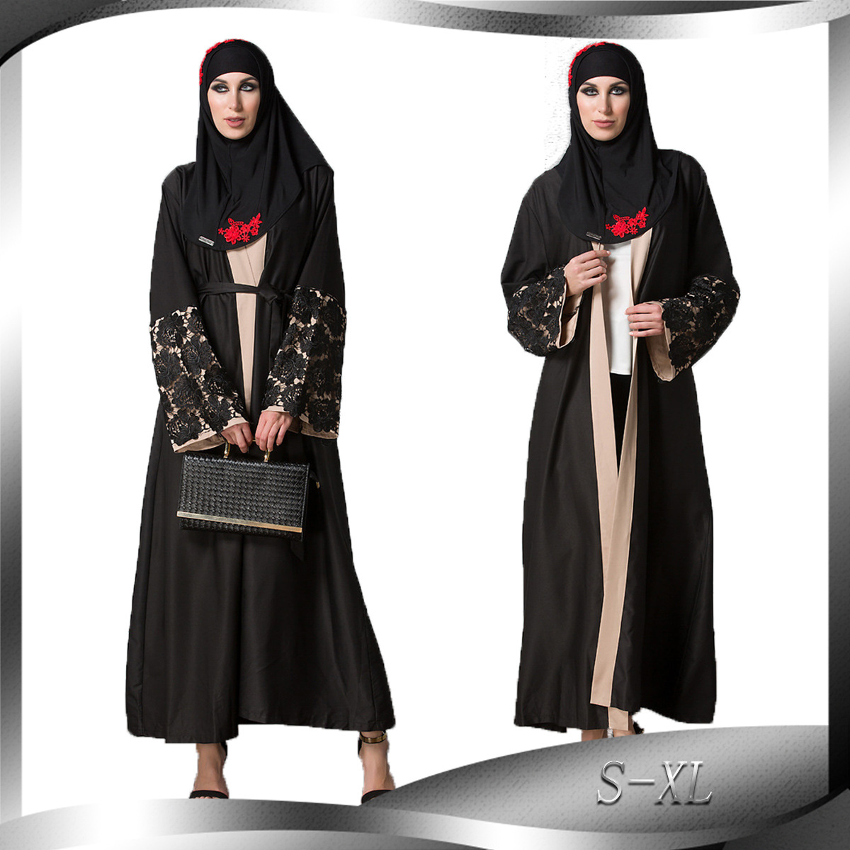 Foreign trade hot style lace cuff stitching long-sleeved loose large size lace cardigan robe