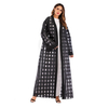 European And American Muslim Women Plaid Loose Long-sleeved Lace Robe 