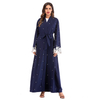 European And American Muslim Beaded Lace Stitching Cardigan Lace Robe Women
