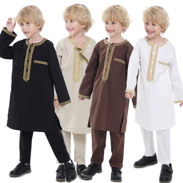  Sets for Boy Modest Kids Salwar Kameez Chemises Hommes Designs Islamic Boy Thobe India & Pakistan Clothing Sherwani 2021 Muslim Kurta