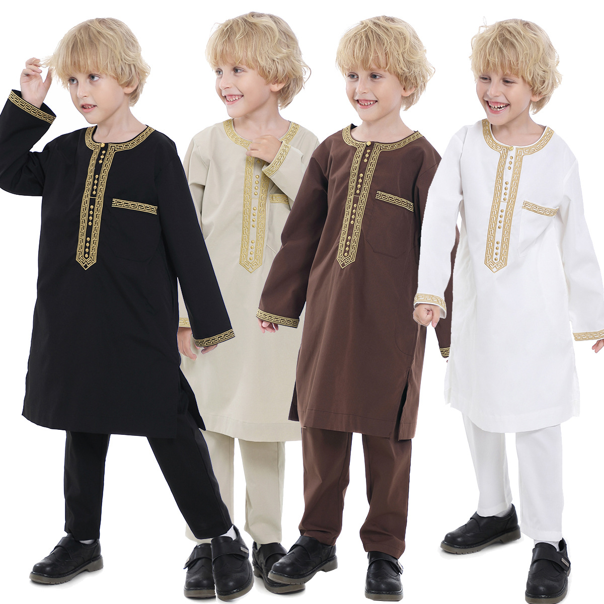  Sets for Boy Modest Kids Salwar Kameez Chemises Hommes Designs Islamic Boy Thobe India & Pakistan Clothing Sherwani 2021 Muslim Kurta