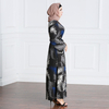 New Fashion Robe Paris Beads Ethnic Muslim Printing Long-sleeved Stitching Dress Plus Size