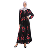 Foreign Trade Supply Amazon Muslim Malay Fashion Big Rose Print Robe Dubai Dress