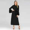 Middle Eastern Fashion Muslim Women's Plus Size Round Neck Slim Pleated Sleeve Dress