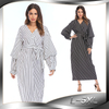 European And American Muslim Fashion Fashion Plus Size Bow Loose Waist Long-sleeved Dress