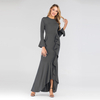 AliExpress Amazon Ebay Hot Sale Solid Color Ruffled Fishtail Bag Hip Long Dress Muslim