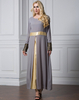 New Fashion Robe Chiffon Satin Hui Muslim Stitching Long-sleeved Dress Full Lining Plus Size