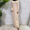 2022 Arab Solid Color Long-sleeved Dress Women's Foreign Trade Bottoming Shirt