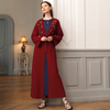 Modest Fashion Dark Red Best Selling Islamic Muslim Robe Maxi Dresses Loose Open Abaya