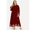 Amazon Hot Sale Ebay Hot Sale Embroidered Beaded Long-sleeved Plus Size Women's Dress
