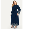 Amazon Hot Sale Ebay Hot Sale Embroidered Beaded Long-sleeved Plus Size Women's Dress