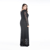 AliExpress Hot Style Dress Fat MM Temperament Foreign Trade Plue Size Long-sleeved Hollow Lace Dress