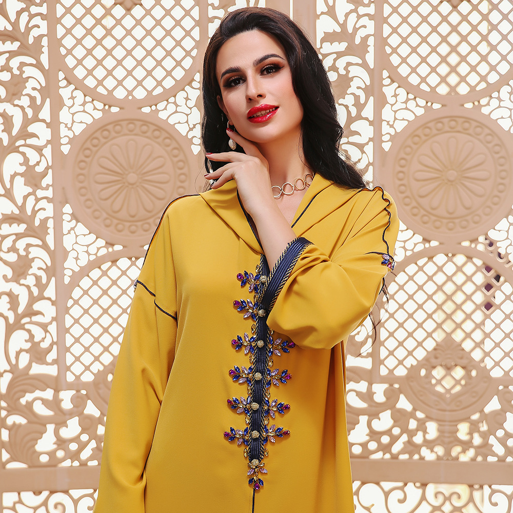Dubai Maxi Dresses Modest Cardigan Long Sleeve Islamic Dubai Muslim Clothing Robe Asia Women's Abaya