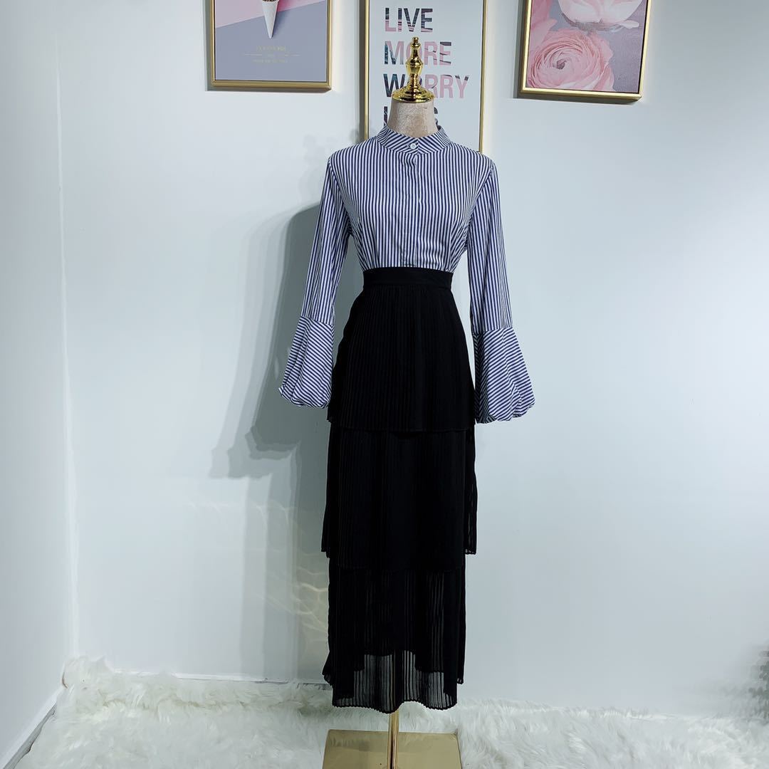 Pleated New Muslim Lady Latest Design Color Fashion Sheath Dress Skirt
