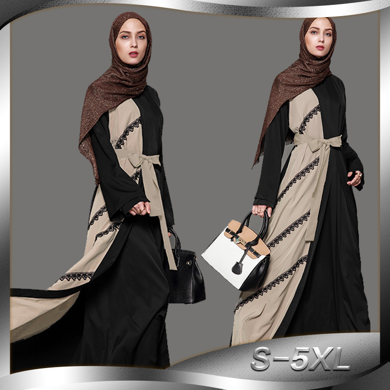 New Fashion Fashion Cardigan Robe Lace Stitching Long Skirt Wholesale Large Size in Stock