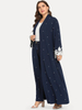 European And American Plus Size Muslim Beaded Lace Stitching Cardigan Lace Robe Women