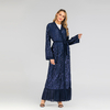 Middle Eastern Fashion New Style Women's Lace Cardigan Robe Leaf Embroidered Muslim Sequined 