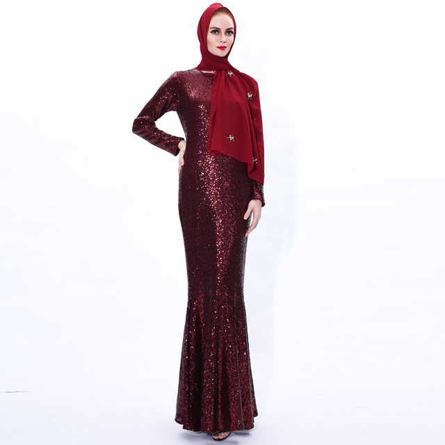 Zhai Moon Piece Fishtail Dress Arab Slim Muslim Abaya Cross-border Spot