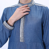 New Early Spring Professional Wear Muslim Women's Small Stand-up Collar Robe Factory Denim Long Dress Women