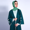 INS New Card White Ribs with Muslim Women's Solid Color Loose Waist Cardigan Abaya Cross-border 1307