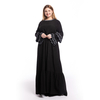 European And American Plus Size Fashion Petal-sleeved Dress Long-sleeved Embroidery Slim Abaya