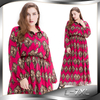 Long-sleeved Plus Size Dress New Style Sacred Heart Printed Lantern Sleeve Chiffon Foreign Trade Explosion Waist Bohemia