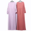 Spot Solid Color Lantern Sleeve Elastic Cuff Dress Arab Dress Student Abaya Dress