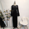 European And American Fashion Plus Size Women's Bronzing Trumpet Sleeve Gold Velvet Casual Dress Long Skirt