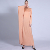 Winter Unilateral Bat Sleeve Retro Solid Color Dress Muslim Women's Loose Waist Long Skirt Abaya