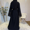 2022 Middle East Fashion New Style Bead Stitching Lace with Pocket Arab Muslim Cardigan Robe