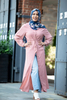 2022 new fashion Muslim lapel solid color full button slim dress long skirt