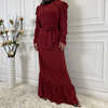 2022 Middle East New Fashion Women's Pleated Long Skirt Irregular Hem Muslim Dress