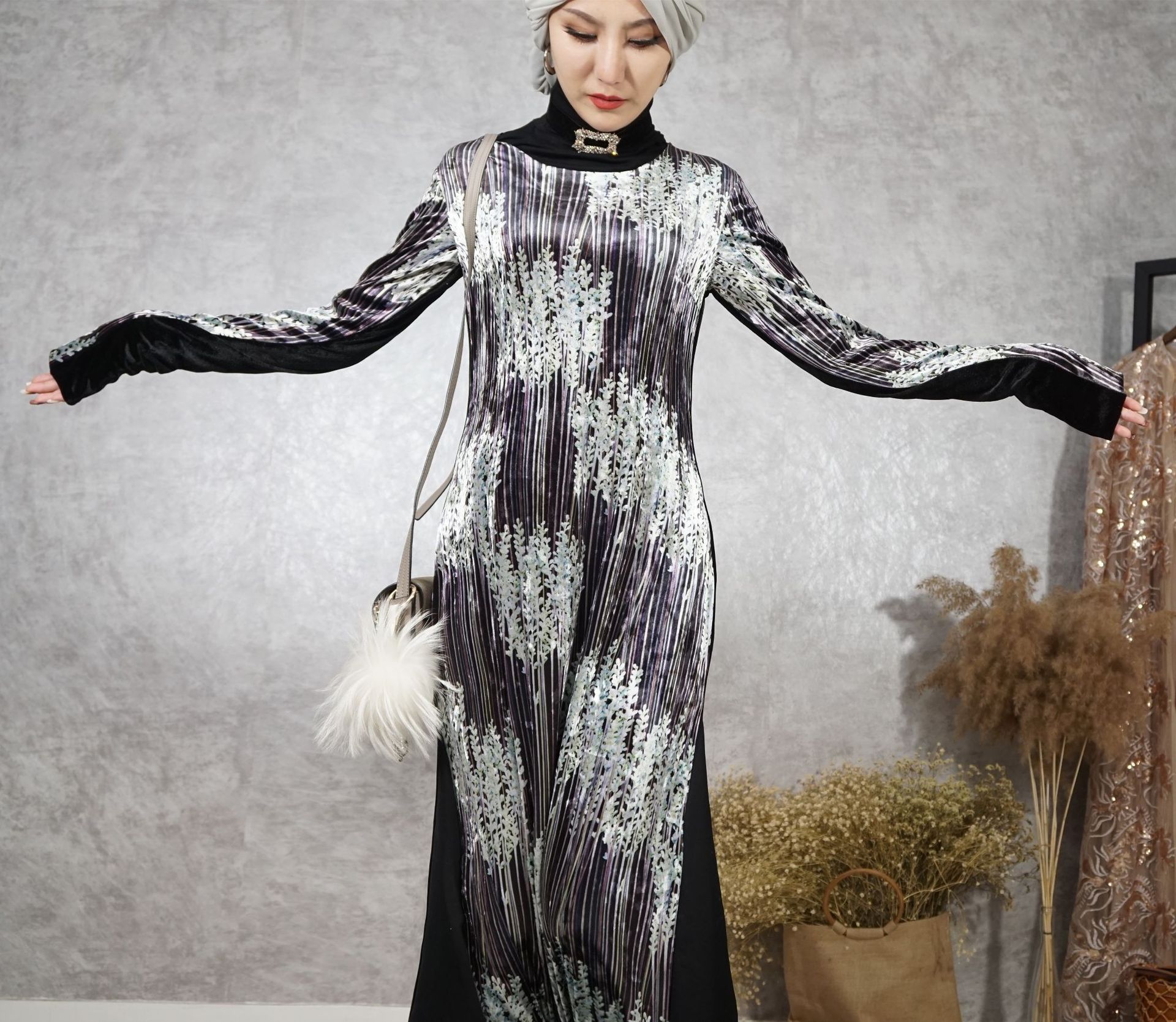 Winter Arabic Plus Size Modest Fashion Loose Casual Islamic Robe Muslim Maxi Dresses Abaya