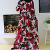 2022 AliExpress Amazon Women's Fashion Print V-neck Slim Long Sleeve Muslim Dress
