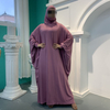2022 Hot Sale in The Middle East Big Solid Color Fashion Bat Sleeve Robe Plus Size Dress Muslim Abaya