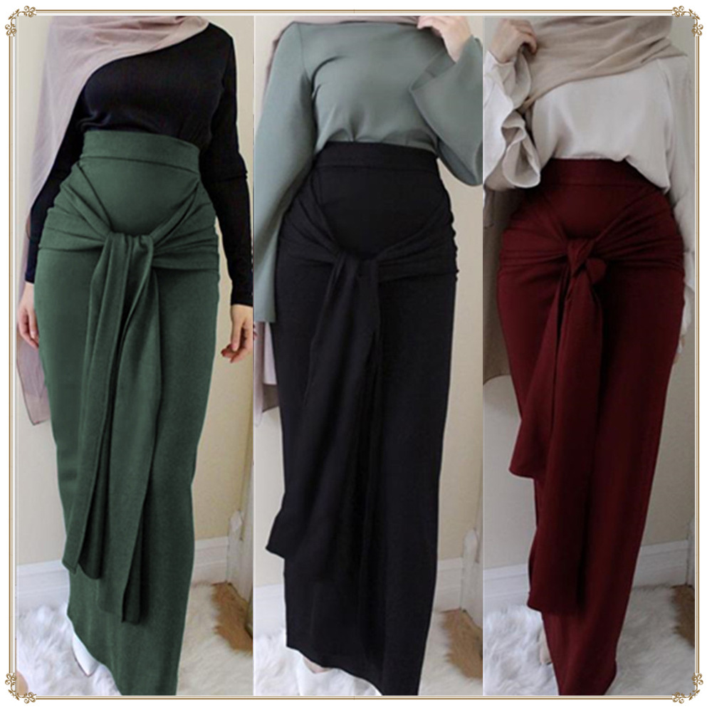 Middle East Modest Muslim Lady New Design Color Fashion Sheath Dress Ins Long Button Skirt