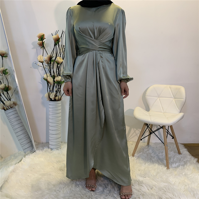 AliExpress Fashion Women's European And American Fake Two-piece Bandage And More Wear French Middle East Dubai Robe Dress