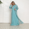 2022 Muslim Fashion Muslim Elegant Sequins Loose Large Size Lightweight See-through Blue Middle East Jacket
