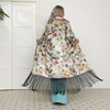 2022 Arab Flower Embroidered Tassel Elegant Muslim Middle Eastern Blue Jacket