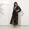 2022 New Autumn And Winter Retro Full Body Golden Embroidery Lace Cardigan Robe Abaya