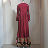 2022 Muslim Spring Elegant Elastic Cotton Arab Malaysian Soft Print Long Sleeve Round Neck Middle East Dress