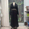 2022 Muslim Simple New Winter Velvet Embroidered Lining Jacket Dubai Elegant Large Size Robe without Belt