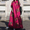 2022 Muslim Amazon Autumn Printed Cotton Linen Retro Ethnic Style Loose Long Sleeve Large Swing Dress