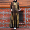 2022 Muslim New Style Cotton And Linen Printed Linen Ethnic Style Literary And Artistic Big Swing Long Pullover Dress